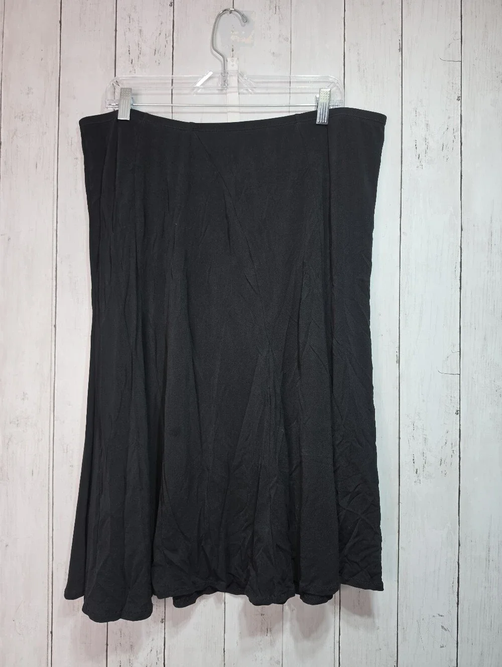 Eileen Fisher Women's Black Silk Stretch Knit A-line Skirt Size XL Elastic Waist